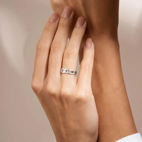 Miniatura 4 de Silvora Anillos de plata de ley 925, anillos de cadena para mujeres y hombres, anillo de eternidad vintage, anillo de joyería tamaño 6-12