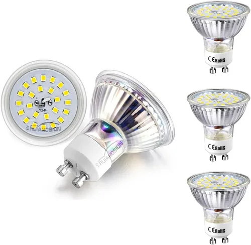Miniatura 8 de Ruiandsion Bombillas LED GU10 de 85-265 V, luz diurna blanca, 5000 K, 2835, 24SMD, 400 lúmenes, 4 W, repuesto para foco empotrado de riel,