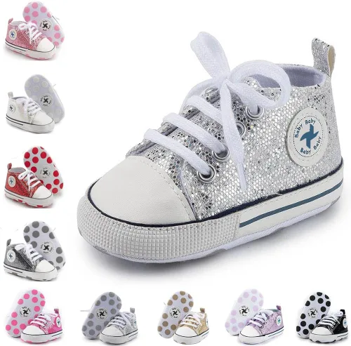 Zapatos de lona para bebés recién nacidos, suela suave, para los primeros pasos, zapatos planos para niños pequeños, zapatos de mezclilla unisex