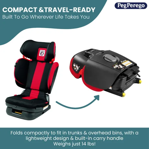 Miniatura 7 de Peg Perego Viaggio Flex 120 Booster, ajuste total 4D para seguridad y comodidad, sin reposabrazos, plegable compacto para viajes, 40-120 libras