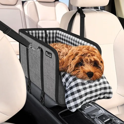 Miniatura 8 de SlowTon - Asiento de auto para perro con consola - Reposabrazos portátil para perros pequeños, asiento de auto para mascotas anti-colapso
