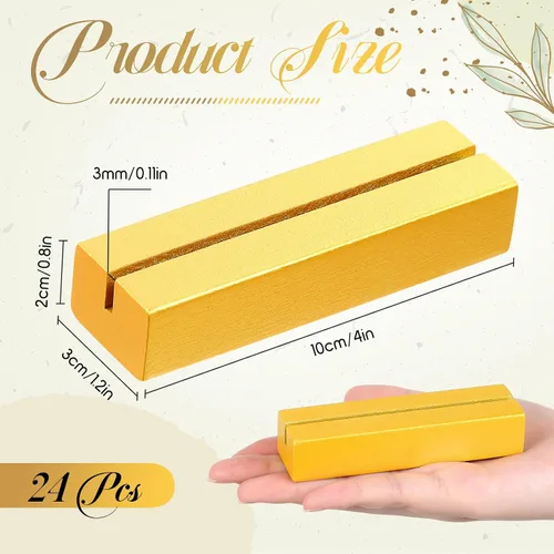 Miniatura 2 de Chunful 24 soportes dorados para números de mesa de madera, soporte para tarjetas de mesa de boda, soporte de nombre, exhibición de fotos, menú
