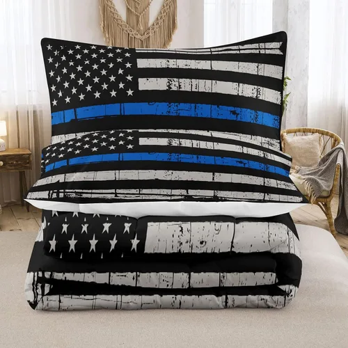 Miniatura 4 de NINENINE Juego de ropa de cama de edredón de bandera estadounidense tamaño individual para niños y adolescentes, juego de ropa de cama