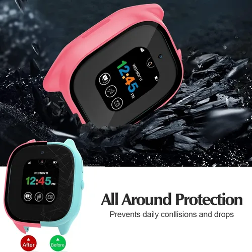 Miniatura 4 de Paquete de 3 fundas protectoras compatibles con Verizon Gizmo Watch 3, protector de pantalla de policarbonato duro, protector de pantalla de vidrio
