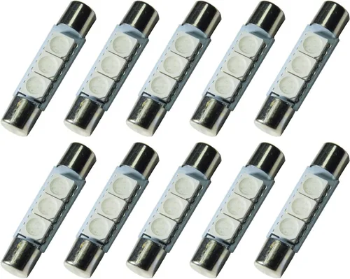 PA 10 luces LED 5050 3SMD Fusible Festoon Bombilla de cúpula interior y luz de espejo de tocador para interior de automóvil (1.142 in, blanco)