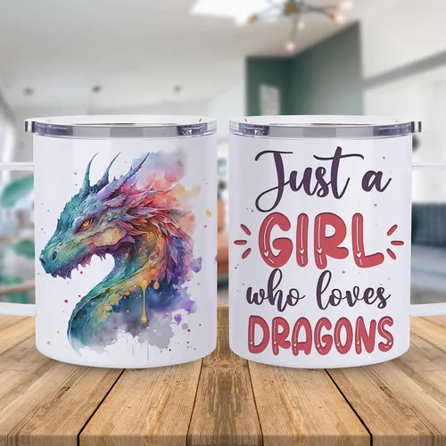 Miniatura 2 de Hyturtle Taza de Dragón - Taza de Café de Acero Inoxidable de 12oz, Regalo para Amantes de los Dragones para Mujeres, Regalo Bonito para Amantes