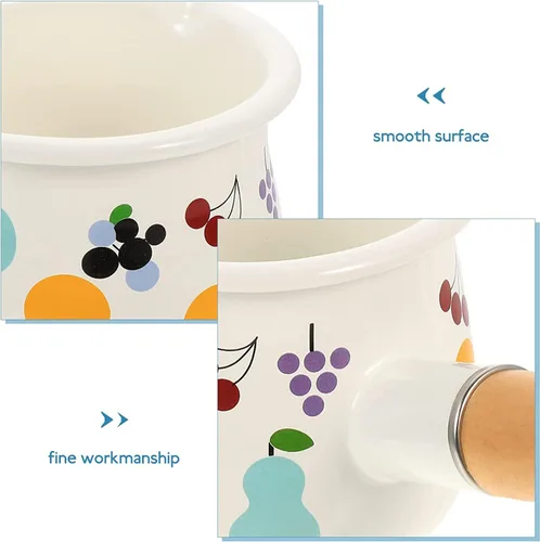 Miniatura 3 de Olla de leche esmaltada de 16.9 fl oz, mini cacerola antiadherente, calentador de mantequilla con mango de madera pequeños utensilios de cocina