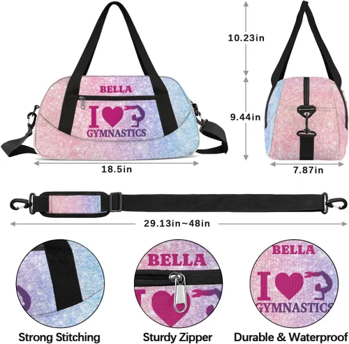 Miniatura 3 de Bolsa de baile personalizada para niña, bolsa de lona deportiva personalizada, bolsas de fin de semana, bolsa de viaje para gimnasia y teñido
