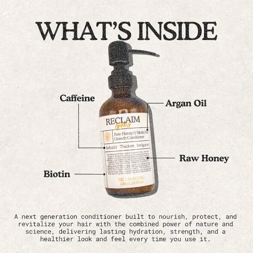 Miniatura 4 de Acondicionador para el crecimiento del cabello con biotina y cafeína, engrosamiento y fortalecimiento natural, sin sulfato, miel cruda sin sulfato