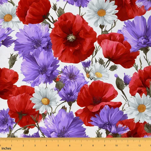 Miniatura 37 de Feelyou Tela de Flores Groovy por Yarda 1 Yarda Niños Retro Floral Boho Tela de Tapicería para Sillas para Niños Niñas Adolescentes Años 70 Hippie