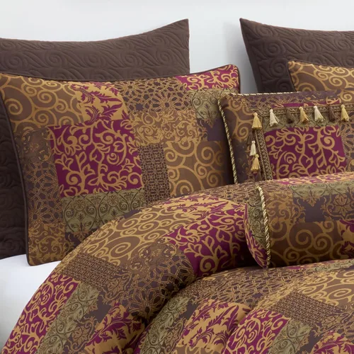 Miniatura 3 de Chezmoi Collection Amelia - Juego de edredón jacquard floral de 9 piezas, tamaño Queen, multicolor
