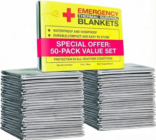 Miniatura 11 de Rawyer - Mantas térmicas de supervivencia de emergencia (paquete de 4), mantas Mylar para exteriores, camping, senderismo, clima duro, hojas
