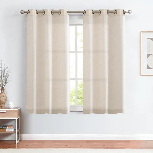 Miniatura 30 de jinchan Cortinas de 108 pulgadas Mezcla de Lino de Lino Semi Transparentes Filtrado de Luz y Resplandor Cortinas Extra Largas para Sala de Estar