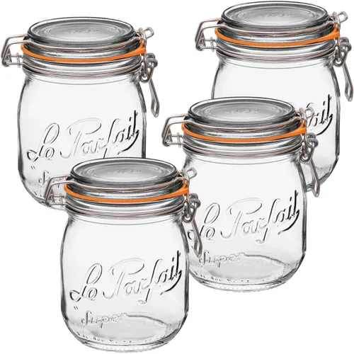 Miniatura 20 de Le Parfait Super Jar - Tarro de conservación de vidrio francés de 500mL con cuerpo redondo, boca ancha, tapa hermética - Tarro de vidrio 16oz