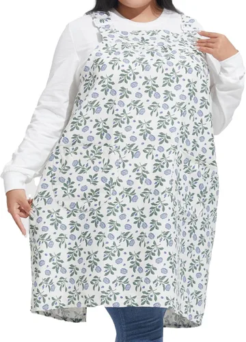 Miniatura 8 de Delantales sin lazos para mujer, talla grande, con bolsillos, de algodón, lino, para hornear, cocina, cocina
