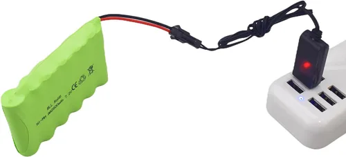 Miniatura 3 de 2 pilas recargables AA de 7.2 V 2800 mAh con enchufe SM-2P y 2 cables de carga USB para Huina 1550 550 Excavadora de control remoto, camión
