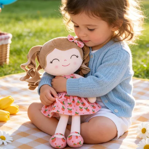 Miniatura 2 de Gloveleya Muñeca Baby Dolls Soft Rag Doll Baby Girl Regalos Curly Spring Girl - Naranja 9 pulgadas
