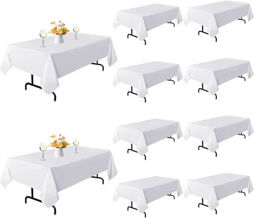 Miniatura 11 de Paquete de 6 manteles rectangulares de 60 x 102 pulgadas, manteles rectangulares para mesas de 6 pies, resistentes a las manchas y a las arrugas
