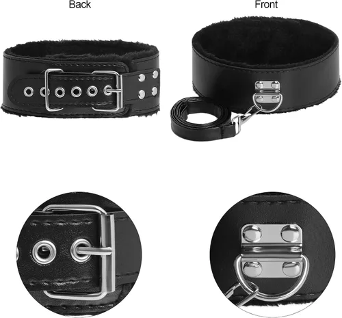 Miniatura 5 de Rbenxia 12 piezas de kits de restricciones BDSM Bondage para el sexo, esposas de fetiche, esposas de tobillo, collar, venda para los ojos, látigo