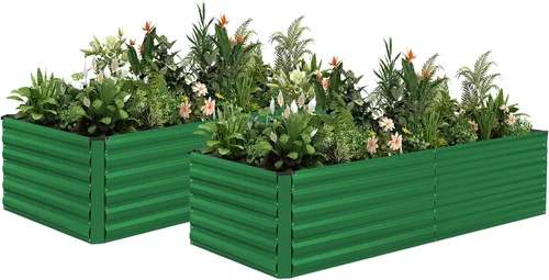 Miniatura 48 de NAVINE Cama de jardín elevada de 8 x 4 x 2 pies, macetas elevadas de metal grande, macetas para plantas al aire libre para verduras, flores