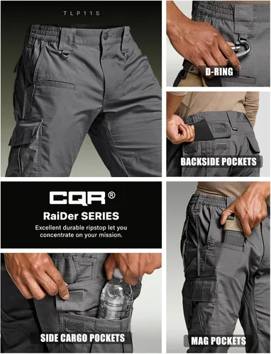Miniatura 7 de CQR Men's Tactical Pants, Water Resistant Ripstop Cargo Pants, Lightweight EDC Work Hiking Pants, Outdoor Apparel