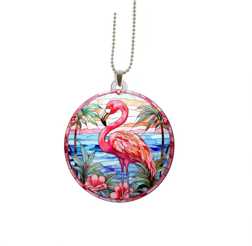 Flamingo Ornament Car Rear View Mirror Accessories Christmas Tree Ornament Decoration Hanging Charm Interior Rearview Pendant Decor Gift