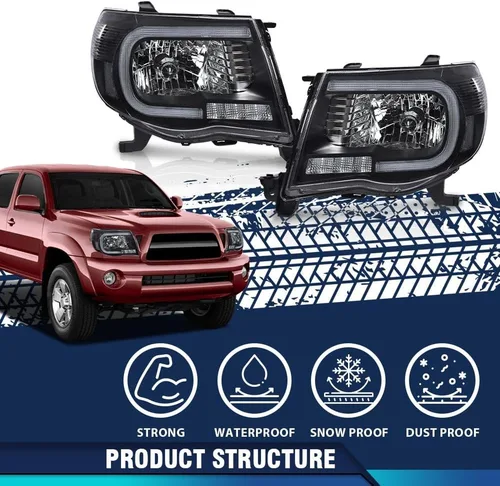 Miniatura 9 de PIT66 Faros delanteros de tubo LED con bombillas compatibles con Toyota Tacoma 2005-2011 8115004163, 8111004163, 8115004173, TO2502157, TO2503157