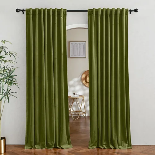 Miniatura 44 de RYB HOME - Cortinas de terciopelo beige, cortinas decorativas resistentes con pestaña trasera, cubierta de privacidad para oscurecer habitación