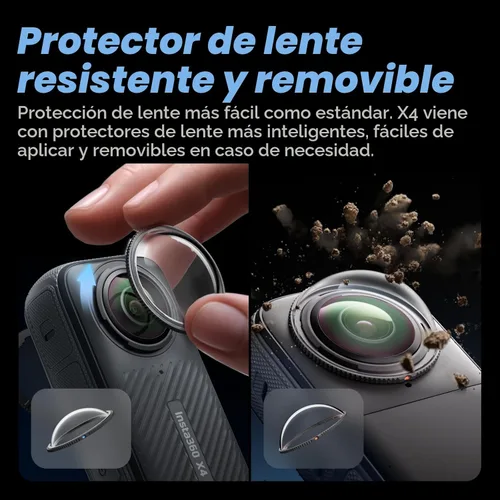 Miniatura 6 de Insta360 Paquete estándar X4: cámara de acción 8K 360 impermeable, video gran angular 4K, efecto selfie stick invisible, protectores de lente