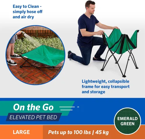 Miniatura 4 de Coolaroo On-The-Go - Cama elevada para perros plegable y portátil con tela transpirable y resistente a la humedad, bolsa de transporte incluida