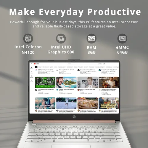 Miniatura 2 de 2021 Laptop HP Premium 14 pulgadas HD, procesador Intel de doble núcleo hasta 2.8 GHz, 16 GB de RAM, 64 GB de almacenamiento eMMC, cámara web