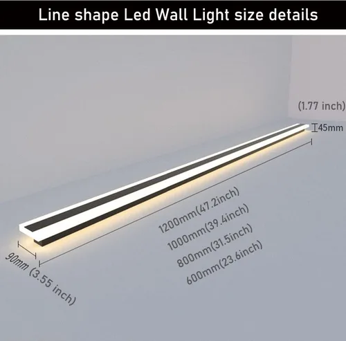 Miniatura 8 de Paquete de 2 lámparas LED modernas de pared de 23.6 pulgadas de largo, 18 W, impermeable, IP65, blanco cálido, 110 V, lámpara de pared rectangular