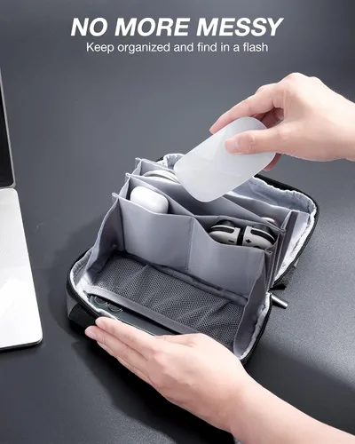 Miniatura 4 de BAGSMART Bolsa organizadora de electrónica, pequeña bolsa organizadora de tecnología de viaje para artículos esenciales de viaje, bolsa organizadora