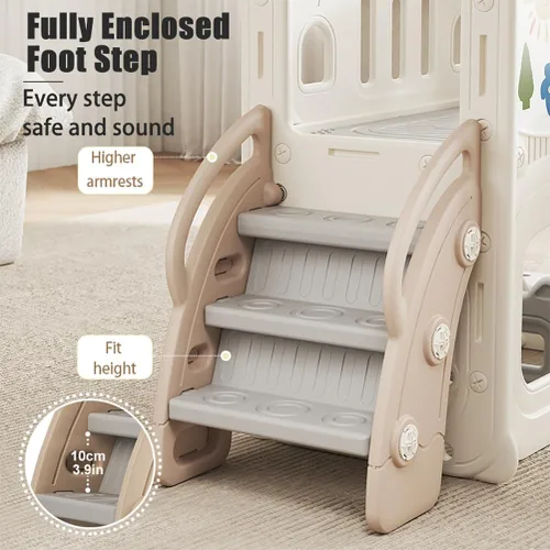 Miniatura 4 de Juego de toboganes 3 en 1 para niños pequeños con columpio y escalador, juego para niños con tobogán para niños pequeños, juego de patio trasero