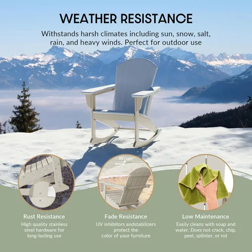 Miniatura 44 de WestinTrends Silla mecedora Malibu de poliéster para exterior/patio Adirondack, Negra