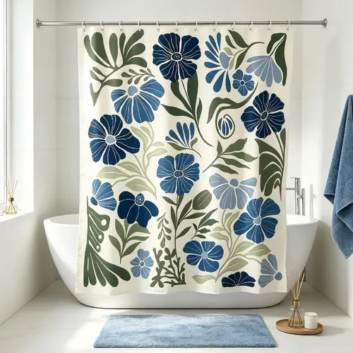Miniatura 21 de Black Floral Shower Curtain Stall Small Half Single Mini Boho Flower Farmhouse Vintage Gothic Abstarct Retro Funky Botanical Moody Fabric Cloth