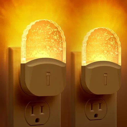 Briignite Luz Nocturna LED, Luces Nocturnas que se Enchufan a la Pared, Luz Nocturna para Niños, Paquete de 2 Unidades, Luz Nocturna Amarilla Ámbar