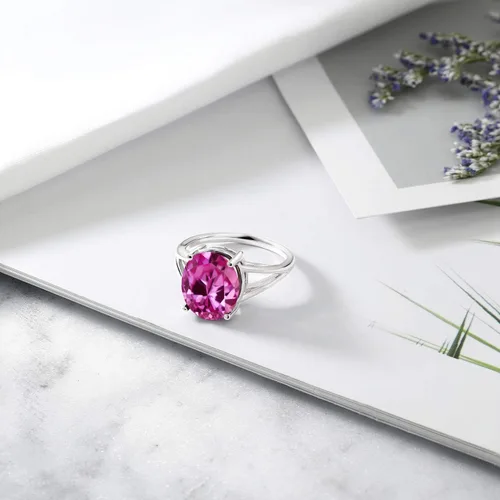 Miniatura 122 de Gem Stone King Anillo solitario con piedra preciosa de 3.00-7.00 quilates Plata de ley 925 Ovalado de 0.47 x 0.49 pulgadas Anillo
