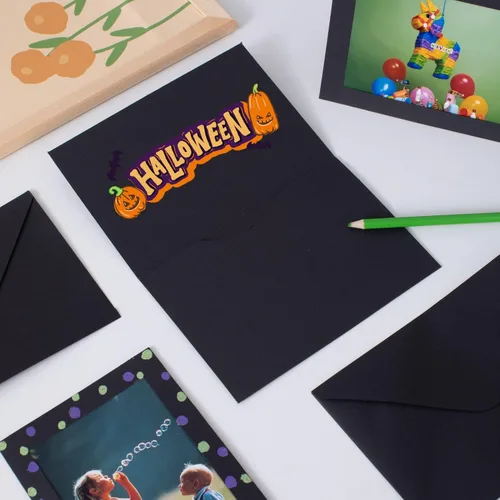 Miniatura 4 de 100 unidades de tarjetas con marco de fotos y sobres de 4x6 pulgadas, tarjetas de papel con notas, tarjetero de fotos para decoraciones de Navidad