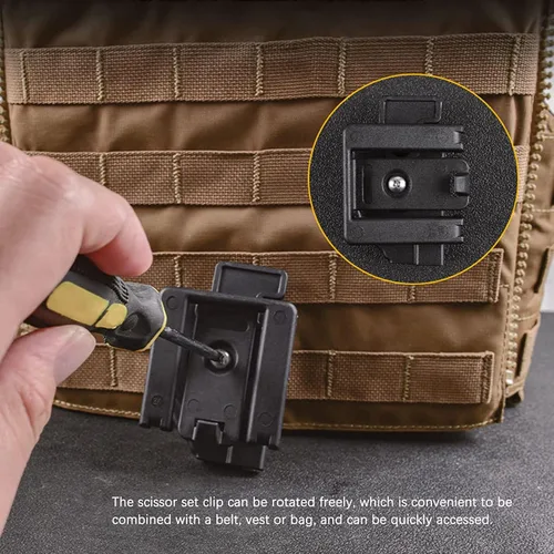 Miniatura 5 de Tijeras de trauma multifuncionales 6 en 1 plegables con funda negra, entornos extremos respuesta de emergencia, trauma cizalla para enfermeras, Negro