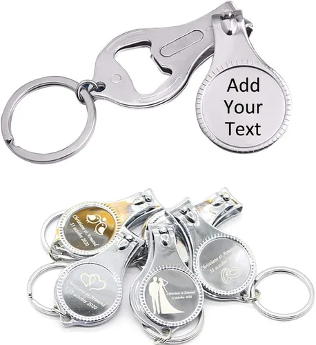 100 unidades de abrebotellas personalizadas, cortaúñas, llavero versátil y duradero, regalos de fiesta privados personalizados para bodas,
