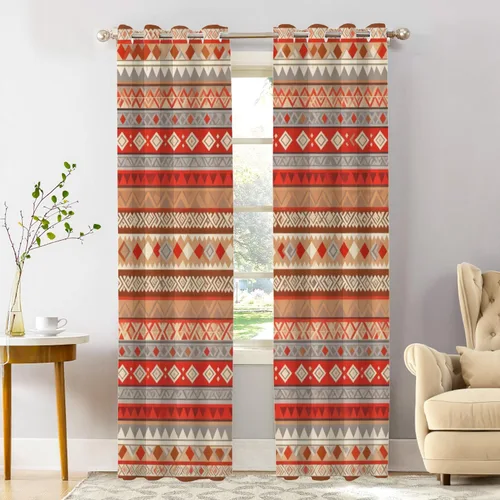 Miniatura 80 de Shrahala Cortinas de hojas de arce otoñales para ventanas de cocina, hojas rojas ardientes, fondo marrón, paneles de cortina de ventana de poliéster