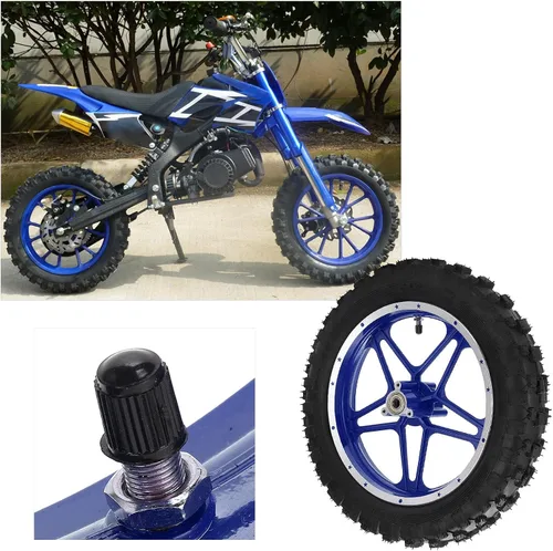 Miniatura 8 de Conjunto de rueda trasera, rueda trasera de 2.5 a 10 pulgadas, repuesto antideslizante para mini moto de cross de 2 tiempos (azul)