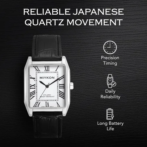 Miniatura 5 de Miykon Vintage Watches for Men Classic Tank Square Analog Watch with Genuine Leather Wrist Strap, Mens Dress Watches Japanese Quartz, Waterproof