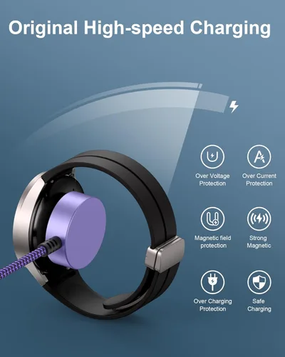Miniatura 3 de Cargador de 3.3 pies para Galaxy Watch 7, cargador inalámbrico magnético Samsung [puerto dual USB A/C] cable de carga rápida compatible con Galaxy