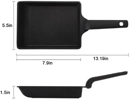 Miniatura 2 de Tamagoyaki Huevo de tortilla japonesa, revestimiento antiadherente, sartén cuadrada (5.5x7.9 in)