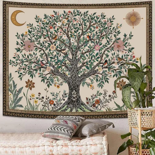 Miniatura 16 de Spenlife Tapiz del Árbol de la Vida en Blanco y Negro para Dormitorio, Tapices Espirituales Estéticos, Tapices de Árbol Estéticos, Tapiz Estético