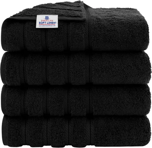 Miniatura 18 de American Soft Linen - Juego de 4 toallas, 100% de algodón turco, 27 x 54 pulgadas, tamaño extragrande, toallas para la ducha, color amarillo
