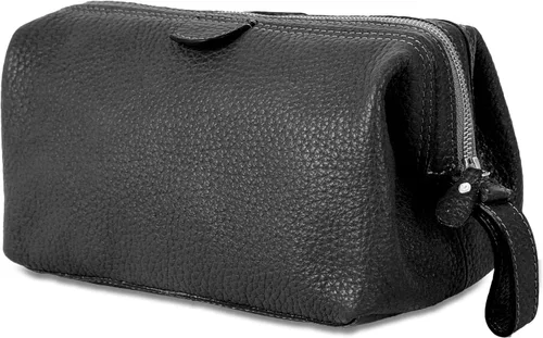 Miniatura 5 de KomalC Bolsa de aseo premium de cuero de búfalo para hombres y mujeres con forro resistente al agua, neceser de viaje unisex para artículos de aseo