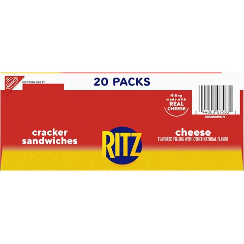Miniatura 17 de RITZ Galletas tipo sándwich de queso, aperitivos para el almuerzo, 20 paquetes de bocadillos (6 galletas por paquete)